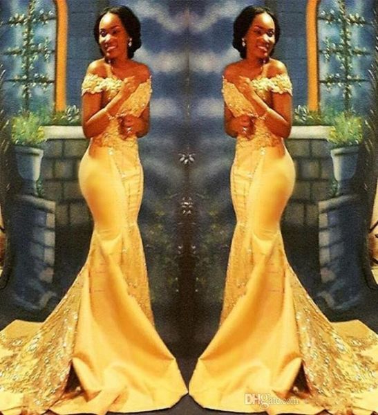 

african nigerian yellow mermaid prom dresses long 2019 off shoulders lace sequined satin evening prom gowns ba84051518782, Black