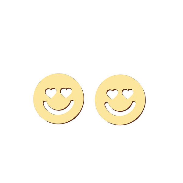 

charm stainless steel earrings trend new lovely heart smile face fashion charms stud earrings for women jewelry party gift r230804, Golden