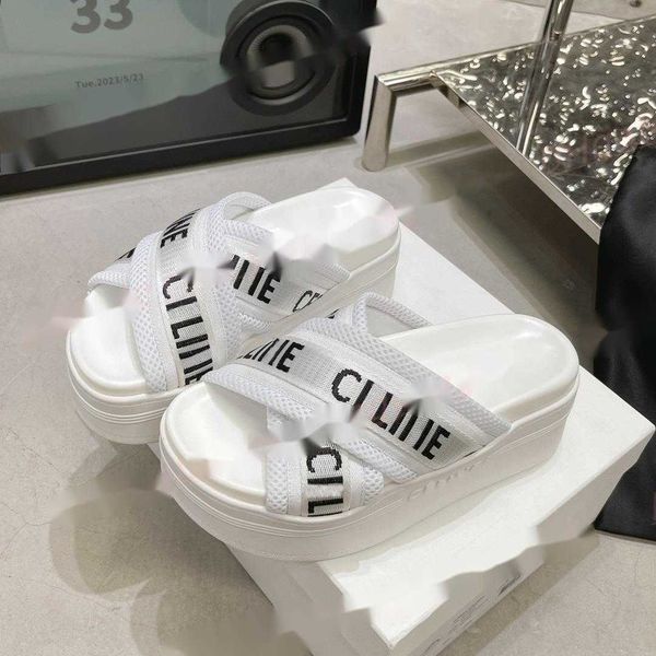 

r sandals slides luxury textile block slides mesh jacquard black white slippers fashion cross straps rubber wedge bottom beach sandals outdo