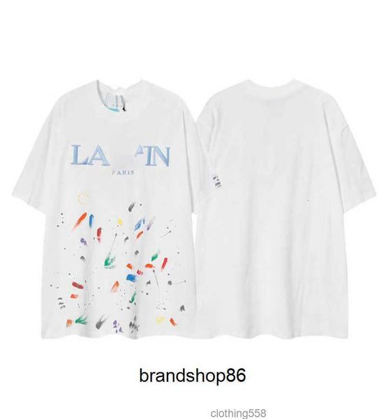 

men's t-shirts ss23 designer lanvins t shirt shorts fashion and women's beige speckle alphabet print trendy trend basic casual loo, White;black