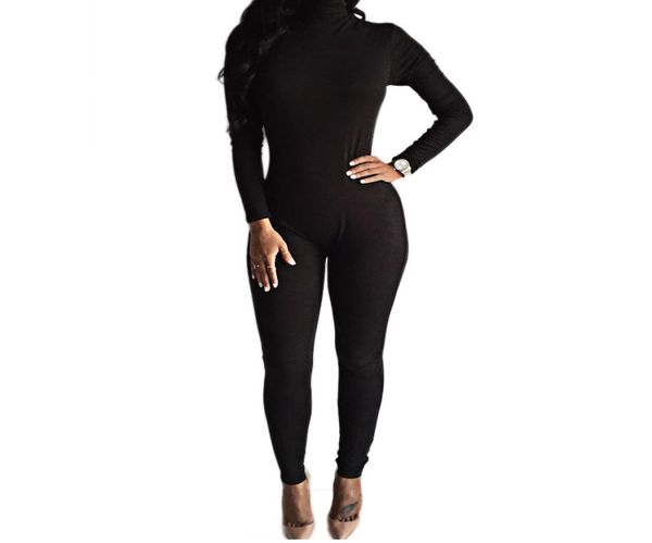 

whole 2016 new arrival black bodysuit bodycon rompers womens jumpsuit slim long sleeve one piece playsuit overalls macac4486529, Black;white