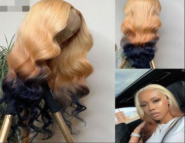 

ishow brazilian 131 part 13x4 transparent lace front wig body wave yellow green human hair wigs brown ginger blonde blue purple o7168191, Black;brown