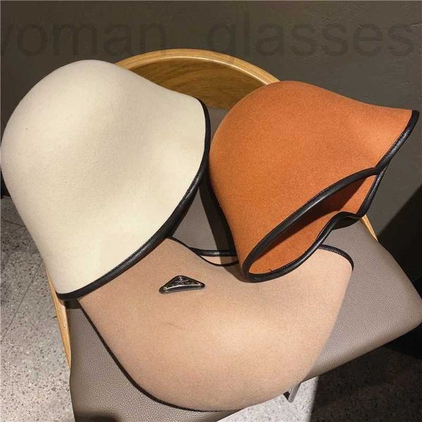 

wide brim hats & bucket designer hat female fisherman hat autumn and winter wool cloth p home inverted triangular net red british bucket bas, Blue;gray