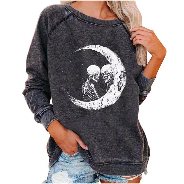 

2023 hoodie autumn winter new european american halloween hbp halloween sweatshirt skull head funny digital print round neck long sleeve siz, Black