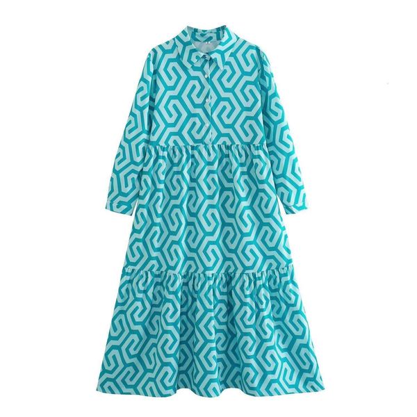 

title wholesale summer style womens long sleeved blue green geometric print shirt dress, Black;gray
