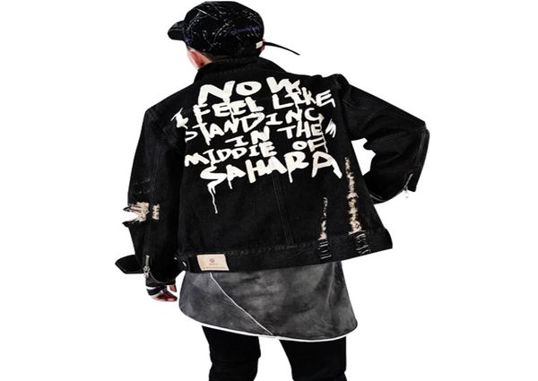 

2019 street clothing hip hop style jeans jacket mens jackets and coats denim jacket mens hole clothes cotton jeans5587718, Black;brown