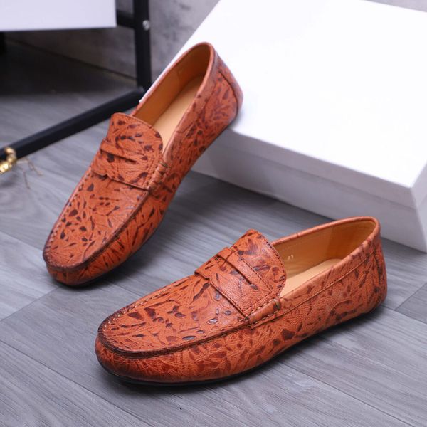 

2023 gentlemen elegant dress shoes walking designer casual loafers men brand genuine leather party wedding flats size 38-44, Black