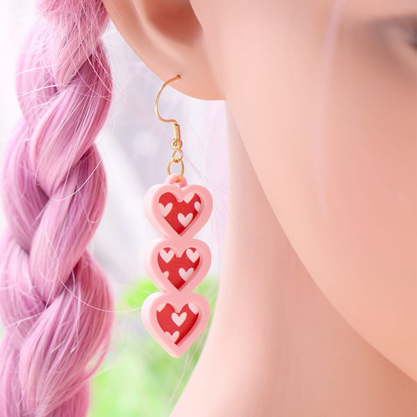 

new pink love earrings handmade gift earrings laser cut acrylic earrings, Silver