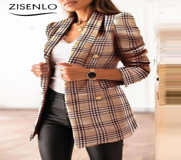 

women039s suits autumn long sleeve double breasted lapel print suit coat blazer women plaid jacket women39s winter coats9442262, White;black