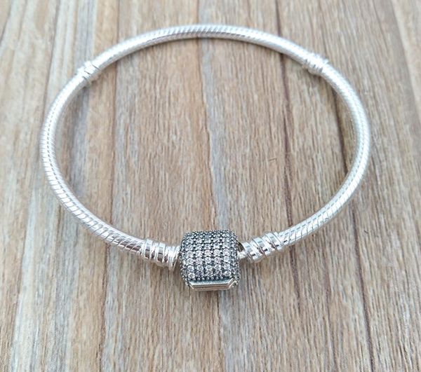 

silver bracelet with clear cubic zirconia authentic 925 sterling silver fits european style jewelry charms & beads andy jewel 590723cz314107, Golden;silver