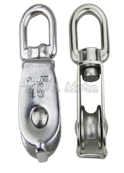 

2pcs single wheel swivel lifting rope pulley block heavy duty stainless steel7324175