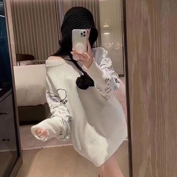 

spring r women sweater high-end fashion luxury half alphabet embroidery web red with crew-neck pullover sweater, White;black