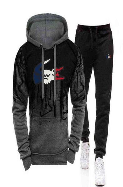 

2022 men039s autumn 2pcs outfits hooded sweatshirts and sweatpants male daily casual sports hoodie tracksuit s4xl4895342, Gray