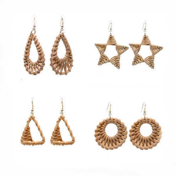 

autumn fashion earrings vine weaving exaggerate atmosphere handmade vine grass weaving earrings and earrings for women, Golden