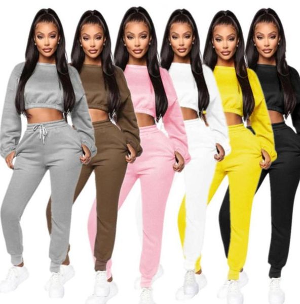 

women tracksuits 2 two piece set high waist long sleeves pants sweater casual fashion autumn winter sportswear ladies outfits clot9591089, White