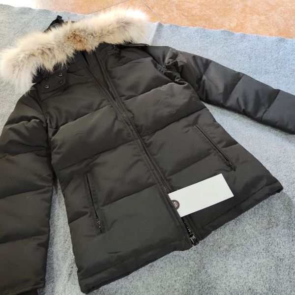 

ms.style canada winter down jacket women homme jassen chaquetas parka outerwear big real wolf fur hooded fourrure manteau coat doudoune jack, Black