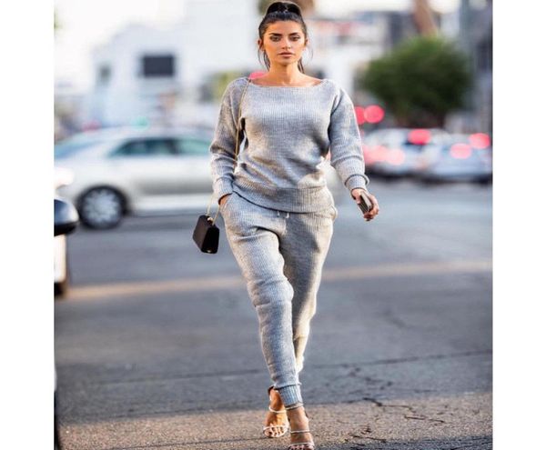 

2pcs tracksuit women set tshirt sweatpants suits female 2 pieces sets women casual sweatsuits clothing8368102, Gray