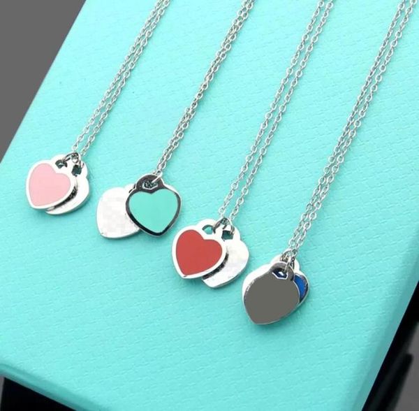 

blue box love heart necklace for woman couple ceramics 45cm red pink collarbone chain fashion girls jewelry womens lu9955584, Silver