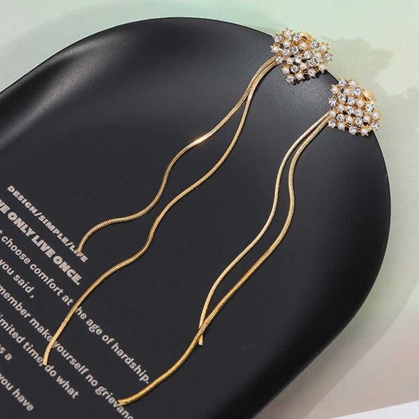 

charm vintage crystal long tassel earrings new fashion earring wild elegant trend earrings women jewelry r230804, Golden