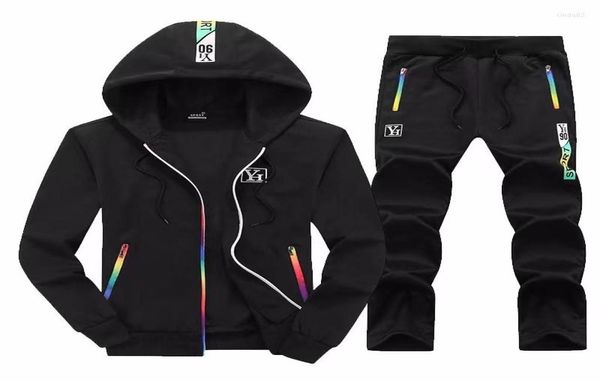 

men039s tracksuits printing hoodie set zipper sweatshirt casual sport sweatpants plus size velvet jacket8734359, Gray