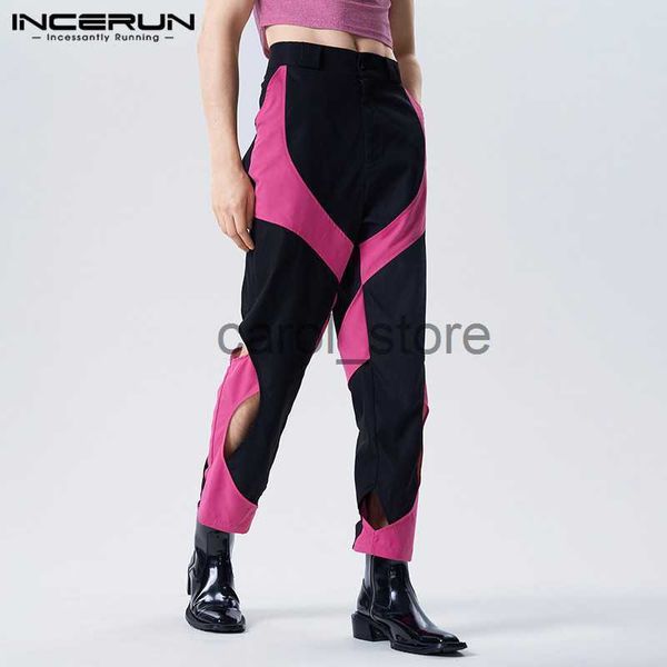 

men's pants 2023 men pants hollow out patchwork button joggers straight trousers men streetwear loose fashion irregular pants s-5xl inc, Black