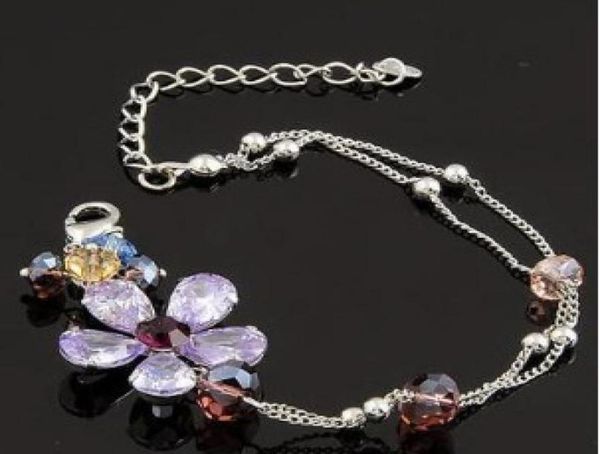

purple crystal flower lady039s bracelet 170mm ttle012348416914, Black