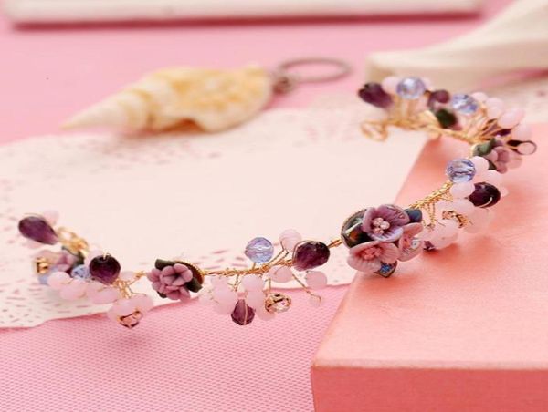 

clay flower handmade bands bendable rose gold color exquisite ornament bride tiara wedding hair accessories30347221320724, Slivery;golden