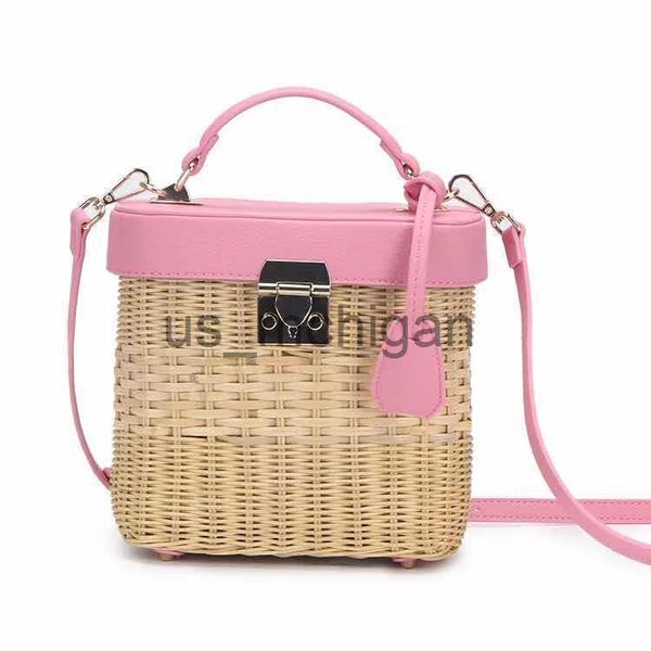 

evening bags fashion rattan box women handbags wicker woven lady shoulder crossbody bag luxury summer beach straw bag female travel purses j