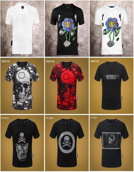 

pp fashion men039s designer slim fit tshirt summer rhine short sleeve round neck shirt tee skulls print streetwear c8394767, White;black