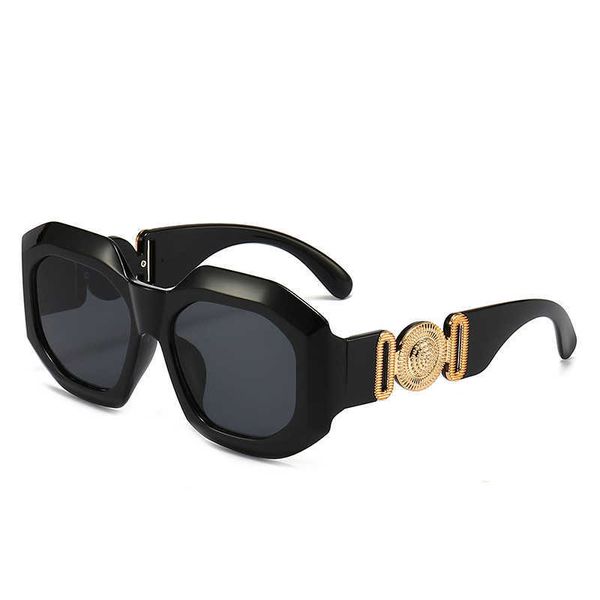 

2023 new trend irregular large frame network red same metal element mirror leg essential sunglasses for street shooting, White;black