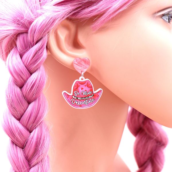

cowboy hat love earrings gift earrings laser cutting acrylic earrings, Silver
