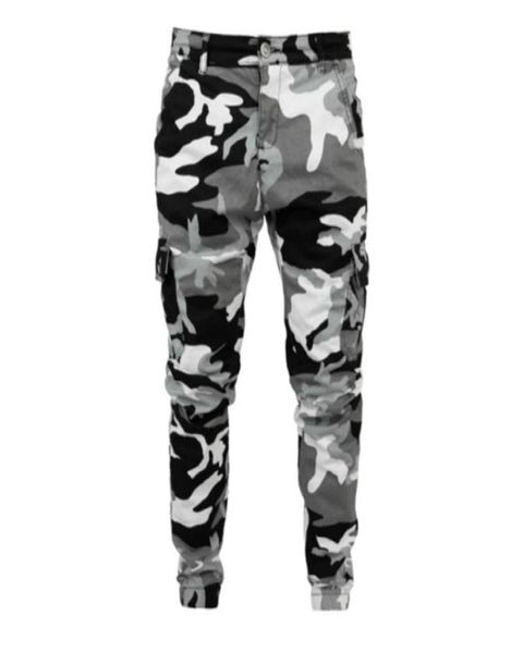 

camouflage style men jeans jogger pants pants slim fit pocket cargo hip hop trousers waistline pencil1116452, Blue