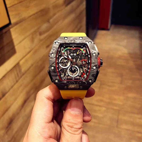 

wanghong milles rm011 full automatic mechanical barrel shaped men's watch multifunctional calendar silicone waterproof