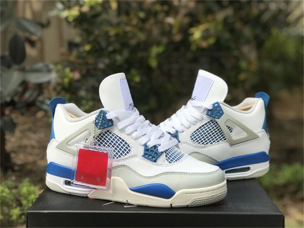 

2023 release air 4 military blue pantone authentic 4s men basketball shoes military blue-neutral grey fv5029-141 sports sneakers, Black