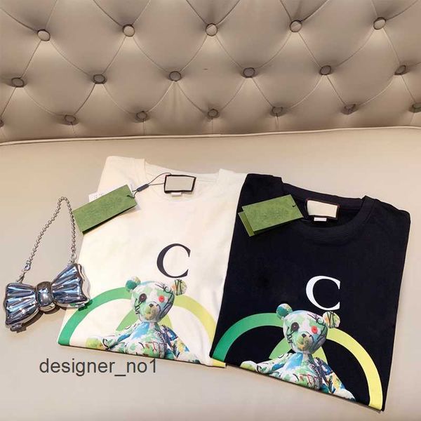 

cute bear letter shirt for women black white summer cotton t shirt crew neck breathable fashion clothing''gg''7tjk