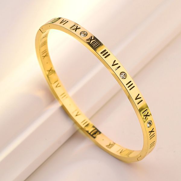 

bangle roman numerals bracelet for women stainless steel jewelry accessories luxury fashion 230803, Black