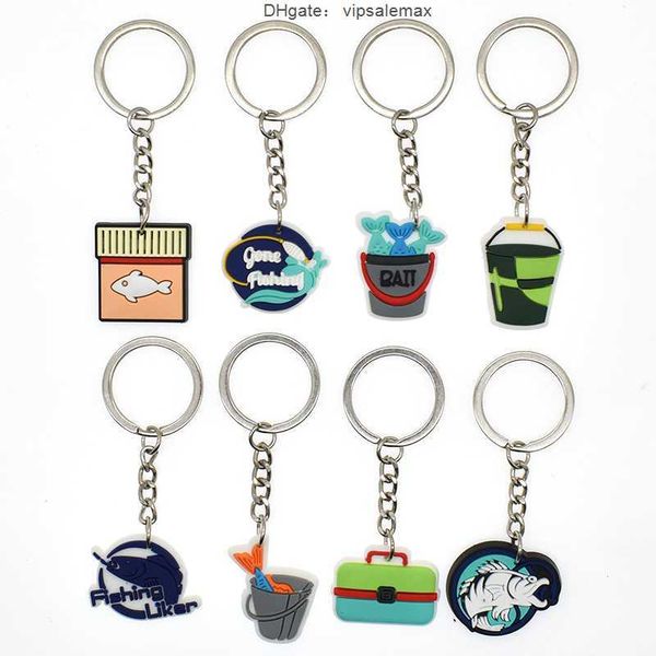 

1pcs fashion fishing pvc keychain fish hook keychain fishing rod keychain fisherman i love fishing fish pendant key ring, Silver