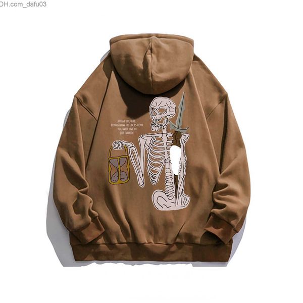 

men's hoodies sweatshirts fashion brand niche design skull hood long sleeved sweater for men and women automatic retro couple casual lo, Black