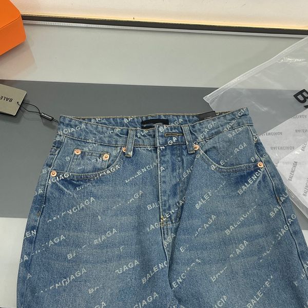 

ba1encaga designer jeans luxury brand trousers women high waisted straight leg jeans hole wide leg trendy casual fashion jeans womens denim, Blue