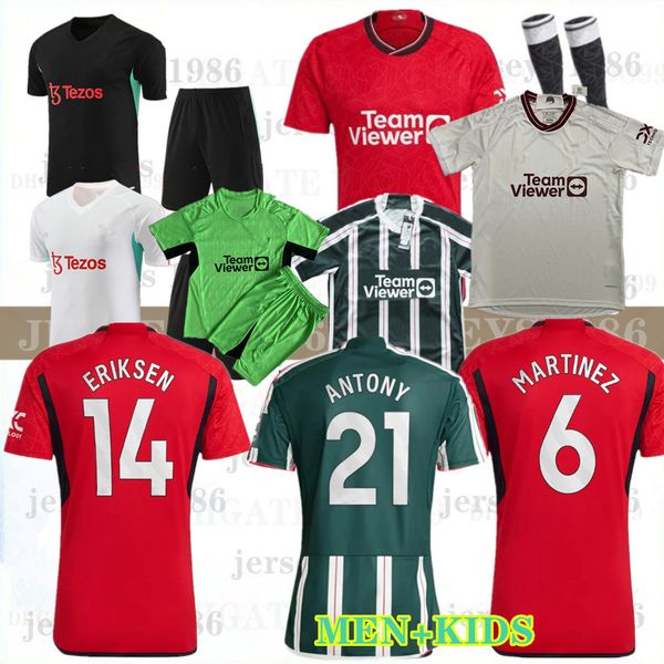 

23/24 mans utds soccer jersey rashford casemiro 2023 sancho antony shirt b.fernandes martinez r.varane garnacho manchesters men kids kit foo, Black;yellow