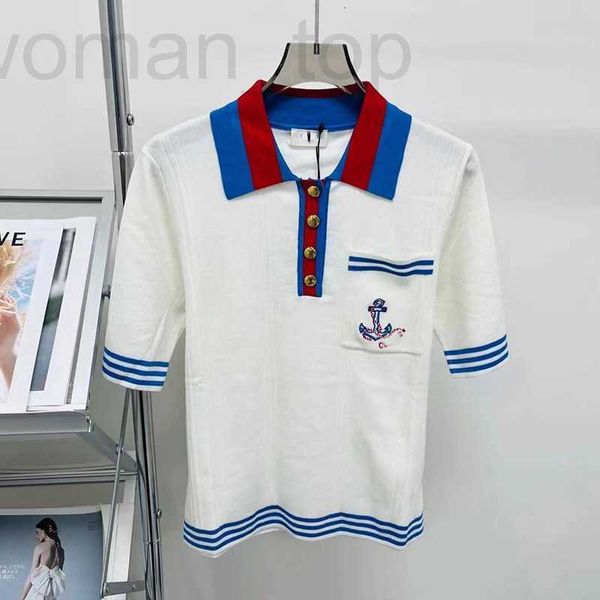 

women's t-shirt designer ce family small sweetheart style wear college polo collar contrast loose knit short sleeve female 0i8t, White