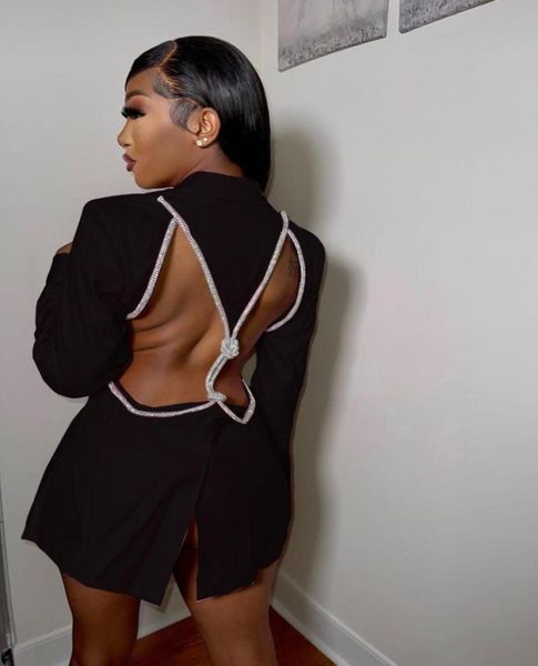 

women039s jackets fashion diamond backless jacket 2022 spring women rhine office work long sleeve blazer coatwomen09299833, Black;brown