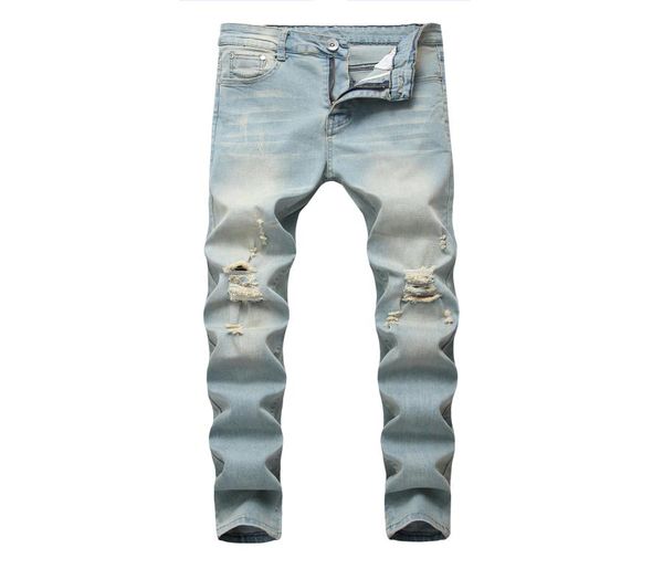 

men039s jeans blue black white sweatpants hole pants casual male ripped skinny trousers slim biker outwears6840263