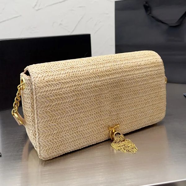 

leather shoulder bag women handbag designer kate 99 tassel raffia chain bag