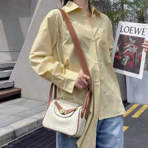 

8a quality h ermes lindiss bags online store classic bag the first layer of lychee pattern cowhide lindi pillow single shoulder messenger do