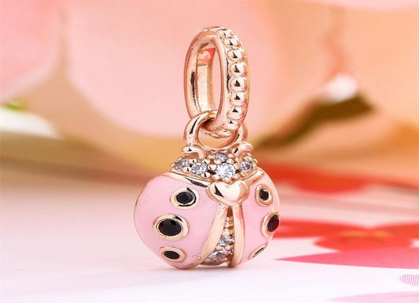 

rose gold metal plated lucky pink ladybird pendant charm bead for european jewelry charm bracelets5828454, Black