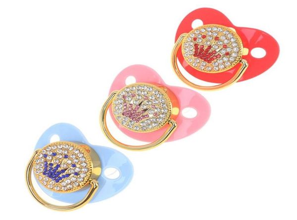 

pacifiers pacifier baby dummy infant lollipop chupeta crown rhinestones bling gold3678170