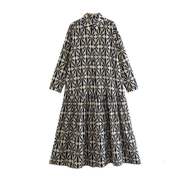 

spring womens dress lapel print long sleeve shirt matched, Black;gray