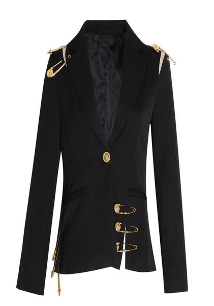 

hollow out patchwork lace up women039s blazer notched long sleeve slim elegant female suit autumn fashion1910240, White;black