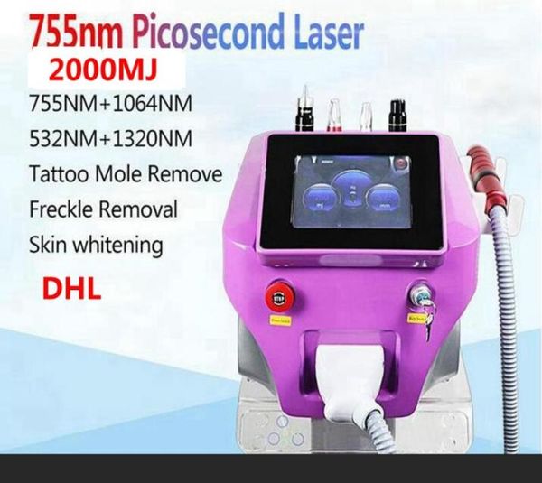 

pico picosecond tattoo removal machine 4 wavelength 532nm 755nm 1064nm 1320nm pigmenation spot romover skin care dhl1246296, Black